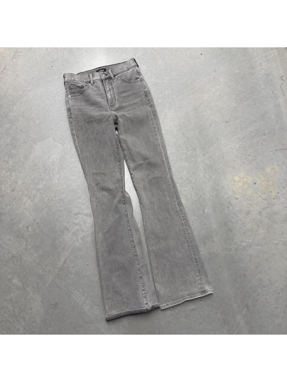 2000s Express Boot Mid Rise Gray Flare Jeans Women's Size 2R